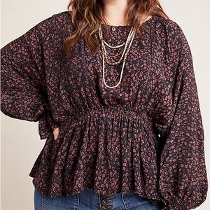 ANTHROPOLOGIE // Nichola Peplum Blouse // Large, petite // EUC